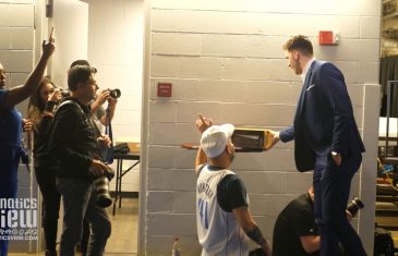 Luka Doncic arrival for Dirk Nowitzki’s Final Mavs Game & Picks Up Custom Dirk Shoes