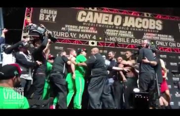 Daniel Jacobs and Canelo Alvarez get heated up during weigh-in