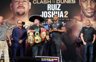 Andy Ruiz and Anthony Joshua have intense face off in New York