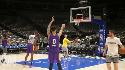 Kyle Kuzma works on his three-point shot and jumpers ahead of his 2019 debut against the Dallas Mavericks