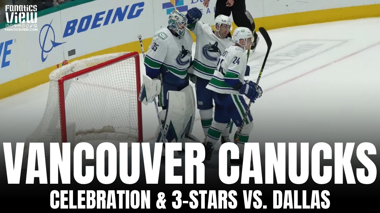 Vancouver Canucks Celebrate Victory vs. Dallas Stars, Elias Pettersson & Thatcher Demko Named Stars