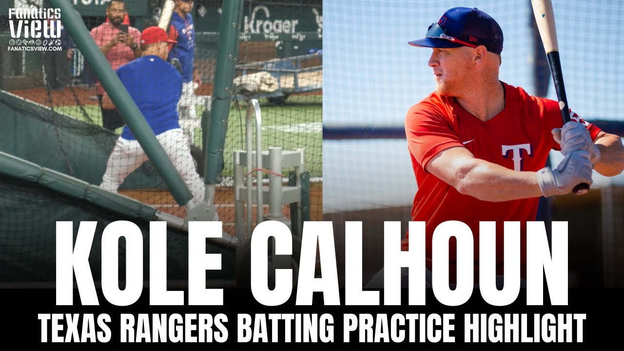 Kole Calhoun First Round of Batting Practice With Texas Rangers at Globe Life Field | Highlight