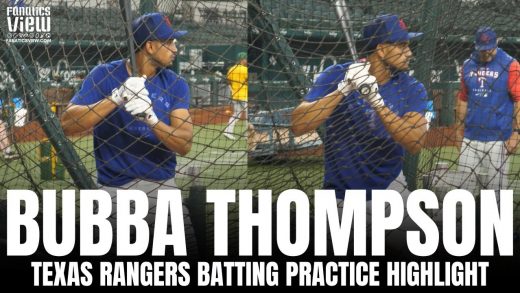 The First Look of Bubba Thompson Taking Batting Practice With Texas Rangers After MLB Call-Up