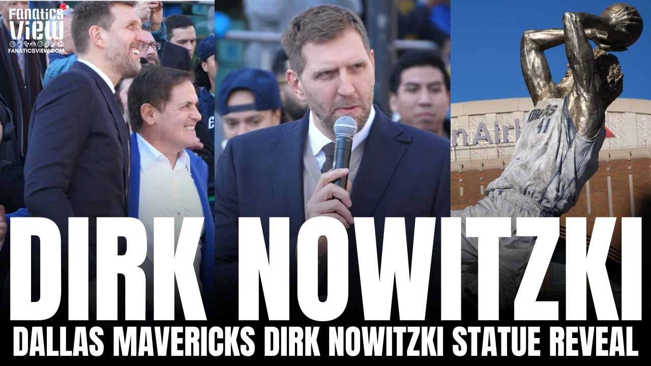 Dirk Nowitzki & Mark Cuban Immediate Reaction to Dallas Mavs Statue Unveiling of Dirk Nowitzki