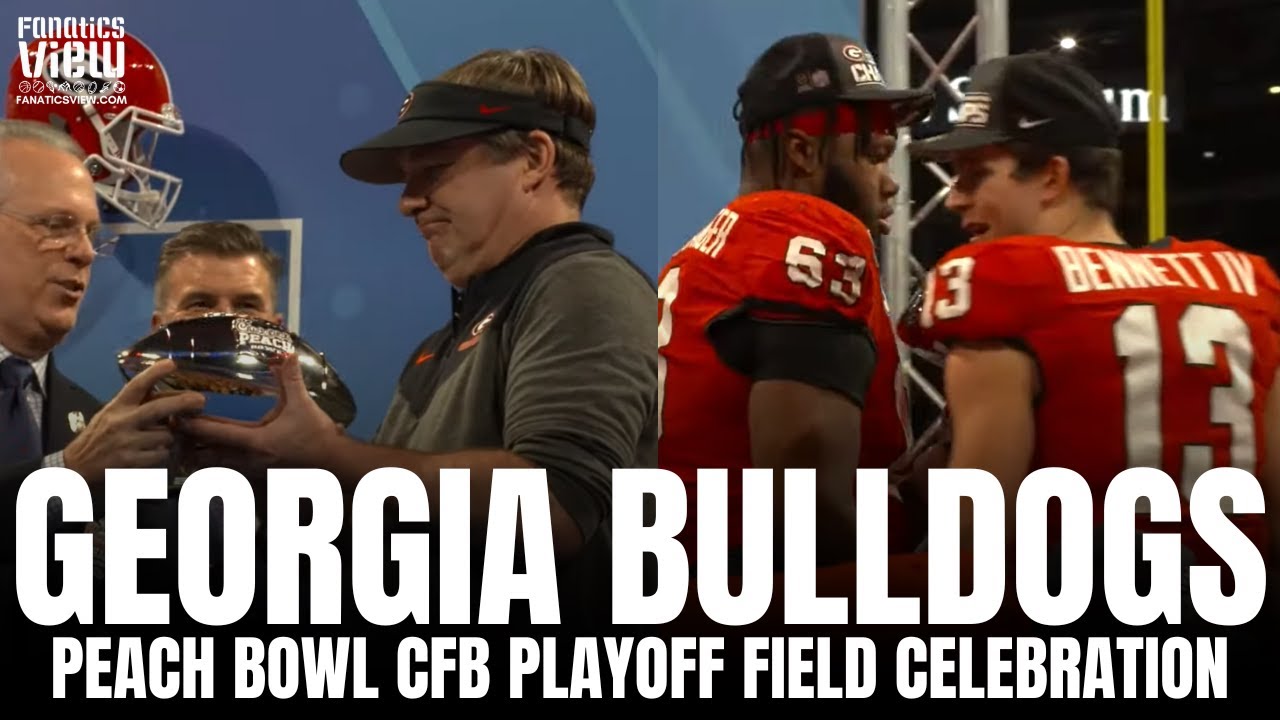 Georgia Bulldogs Peach Bowl CFB Playoff Trophy Presentation & Field Celebration Moments After Win