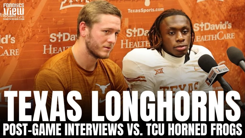 Quinn Ewers & Xavier Worthy React to Texas Longhorns Win vs. TCU Horned Frogs, Game Sealing Play