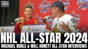 Michael Buble & Will Arnett Funny Reaction to NHL All-Star Matchups, Blades of Glory Preparation