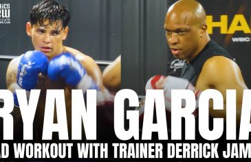 Ryan Garcia Smashes Pads With Trainer Derrick James for Devin Haney Fight | Full Pads Workout