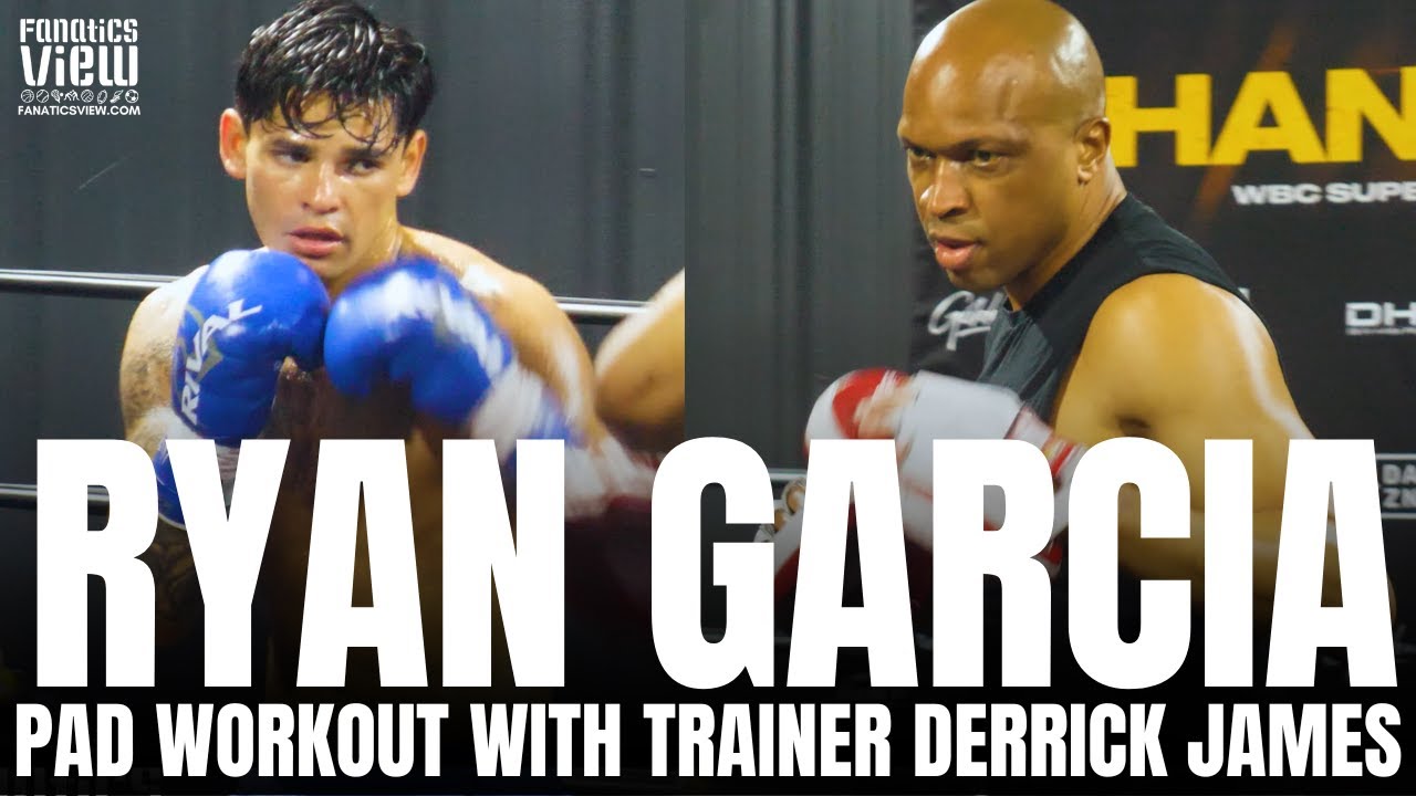 Ryan Garcia Smashes Pads With Trainer Derrick James for Devin Haney Fight | Full Pads Workout
