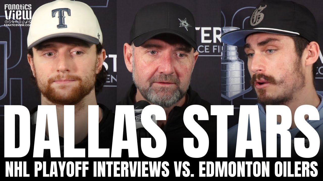 Thomas Harley, Mason Marchment & Peter DeBoer Discuss Chris Tanev, Oilers vs. Stars Before GM5