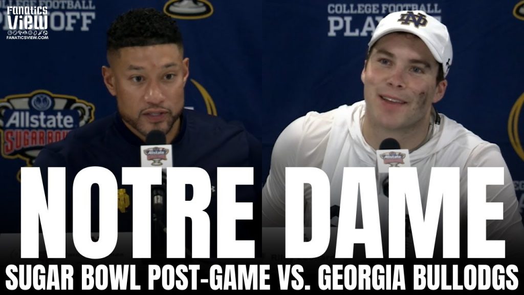 Marcus Freeman & Notre Dame Football React to Sugar Bowl CFP Win vs. Georgia | Notre Dame Post-Game