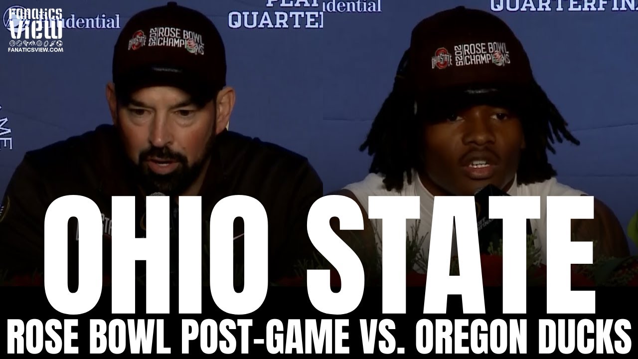 Ryan Day & Ohio State Buckeyes React to Rose Bowl Blowout CFP Win vs. Oregon Ducks | Post-Game